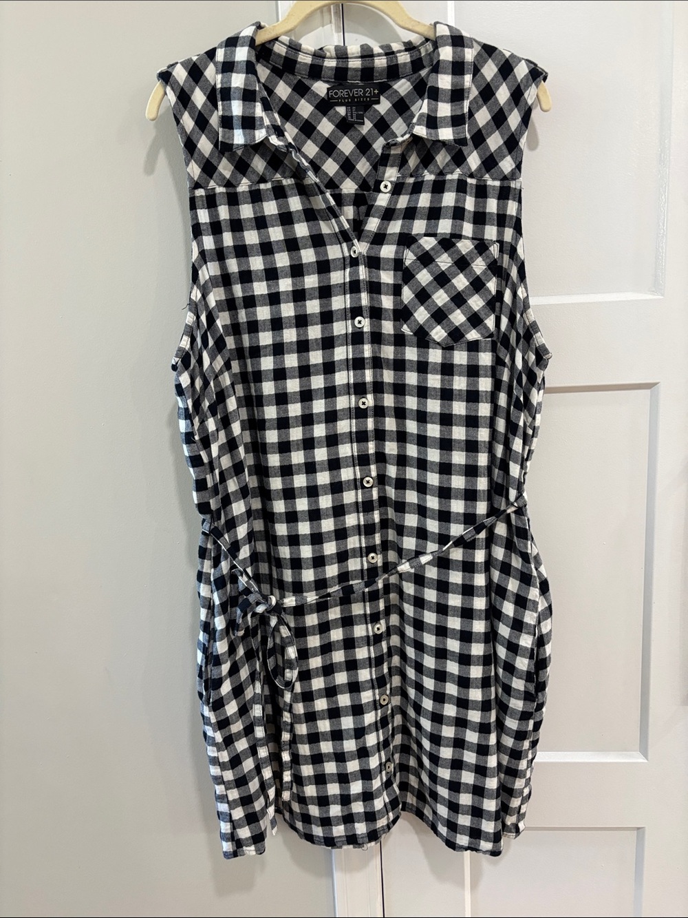 Forever 21 Black & White Gingham Shirt Dress